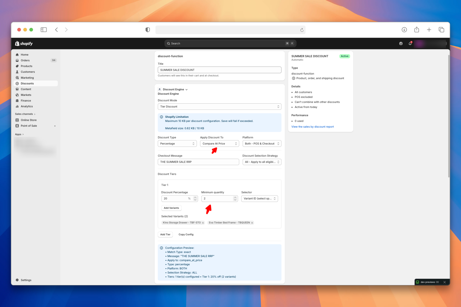 Discount UI - Tier min qty config