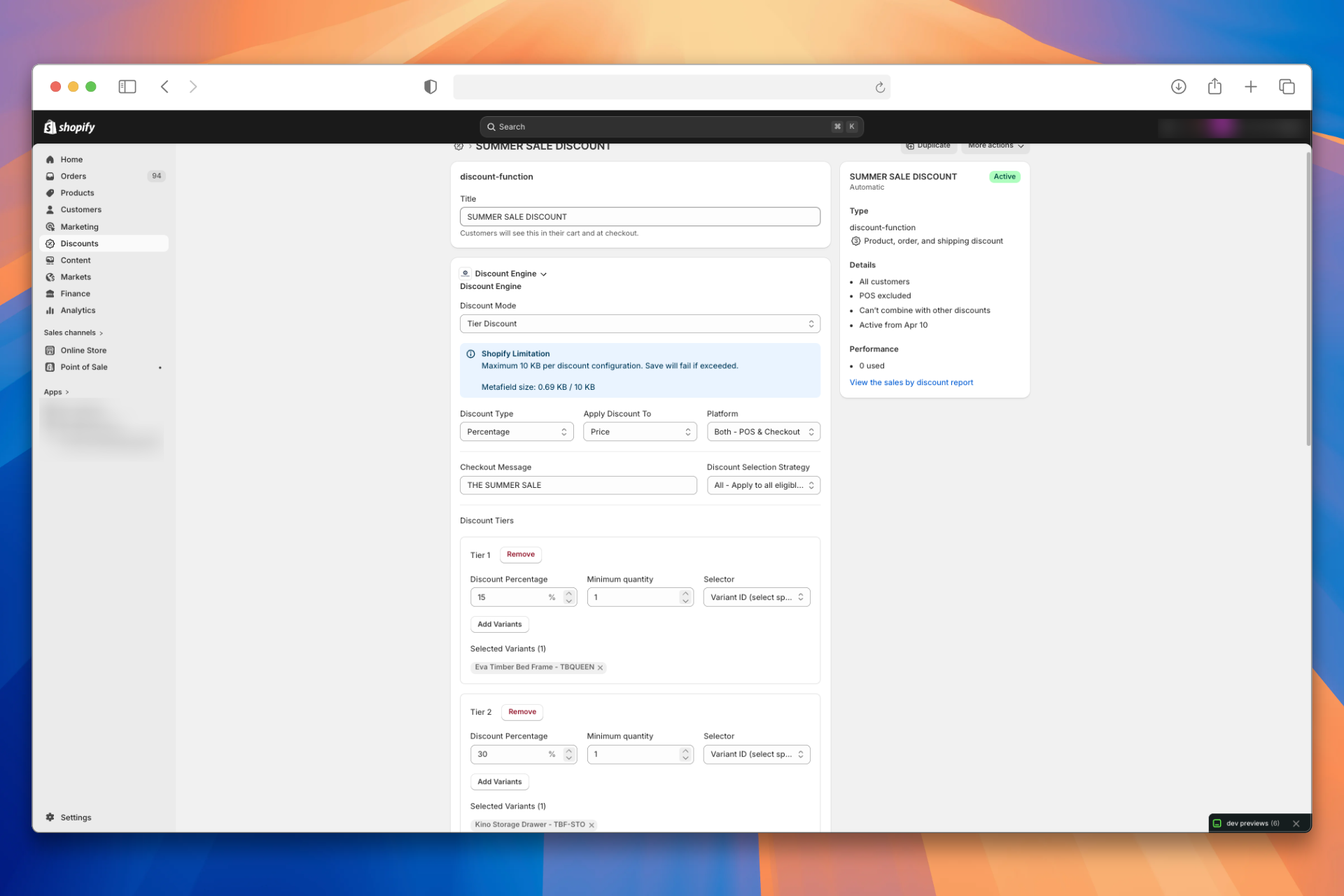 Discount UI - Tier multiple tiers config