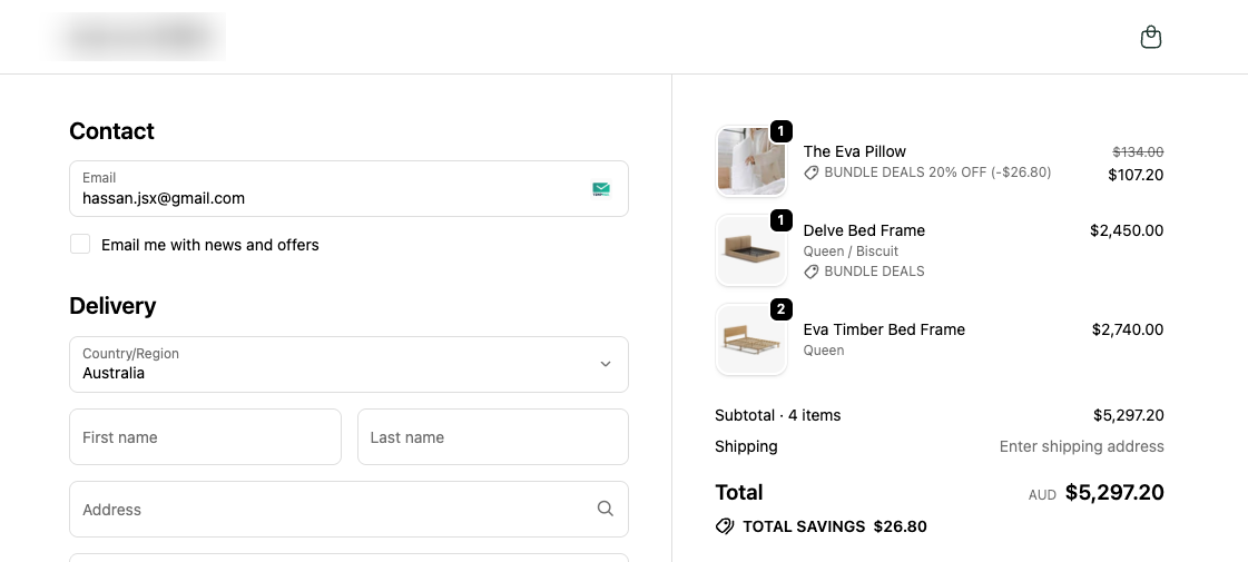 Checkout - Bundle simple applied