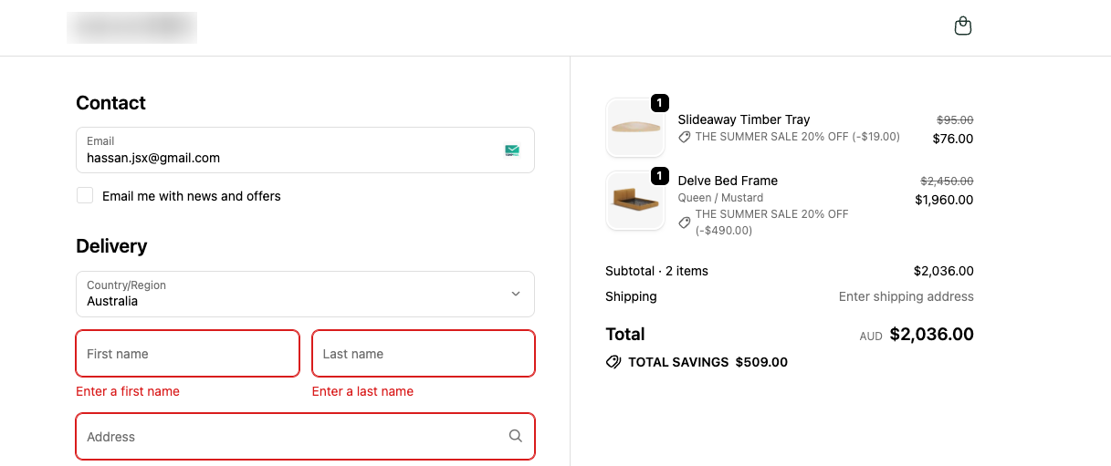 Checkout - Tier simple percentage applied